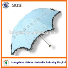 Sliver Polyester 3 Folding Umbrella